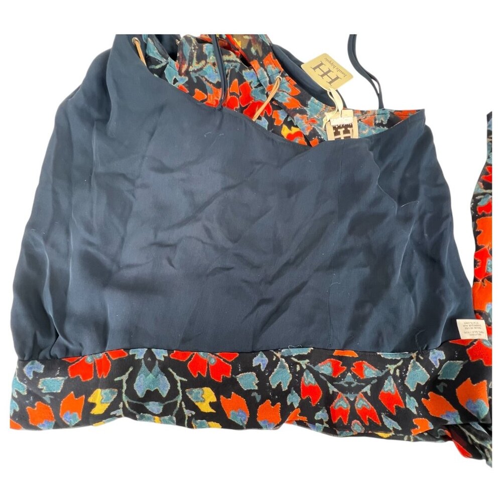 New Haute Hippie Multicolor Floral Halter Top Backless Ties 100% Silk Size Large - Picture 12 of 12